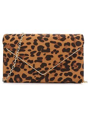 Clutch Purse for Women, Evening Bags Faux Suede Crossbody Shoulder Bag, Leopard